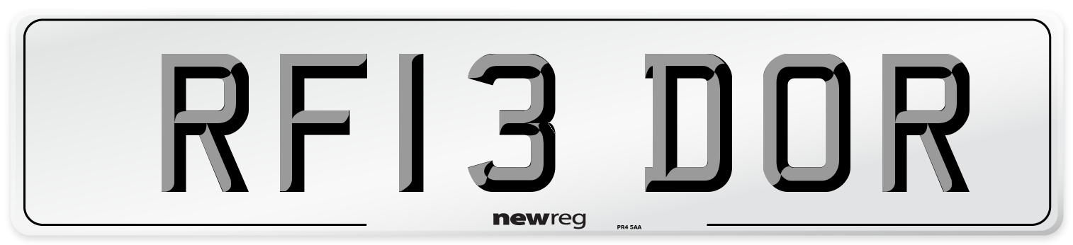 RF13 DOR Number Plate from New Reg
